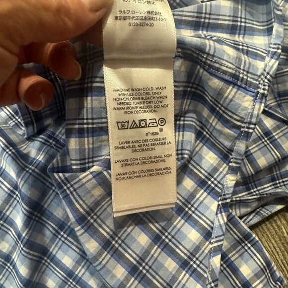 Polo Ralph Lauren Performance Shirt Classic Fit Size XS Plaid Blue White Pony - Picture 9 of 9